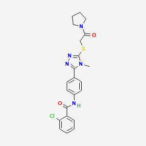 2-chloro-N-[4-[4-methyl-5-(2-oxo-2-pyrrolidin-1-ylethyl)sulfanyl-1,2,4-triazol-3-yl]phenyl]benzamide