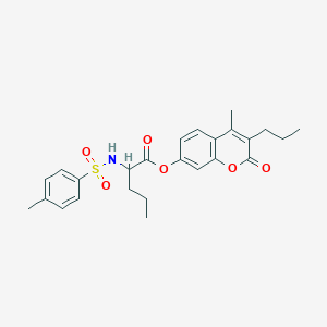 4-methyl-2-oxo-3-propyl-2H-chromen-7-yl N-[(4-methylphenyl)sulfonyl]norvalinate