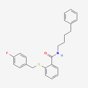 molecular formula C24H24FNOS B3999613 2-{[(4-FLUOROPHENYL)METHYL]SULFANYL}-N-(4-PHENYLBUTYL)BENZAMIDE 