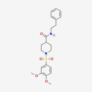 molecular formula C22H28N2O5S B3999695 1-(3,4-DIMETHOXYBENZENESULFONYL)-N-(2-PHENYLETHYL)PIPERIDINE-4-CARBOXAMIDE 