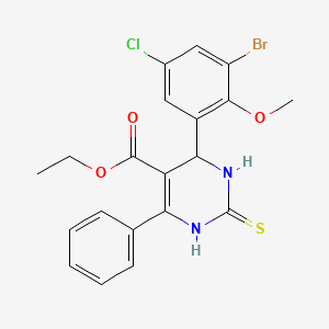 ethyl 4-(3-bromo-5-chloro-2-methoxyphenyl)-6-phenyl-2-sulfanylidene-3,4-dihydro-1H-pyrimidine-5-carboxylate