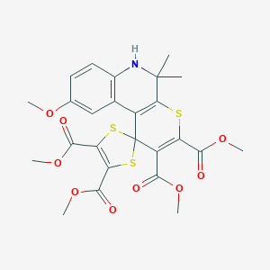 molecular formula C25H25NO9S3 B399977 Methyl 14-methoxy-10,10-dimethyl-4,5,8-tris(methoxycarbonyl)spiro[1,3-dithiole ne-2,1'-5,6-dihydrothiino[2,3-c]quinoline]-7-carboxylate 
