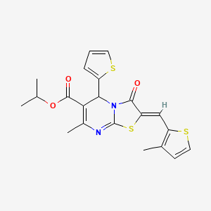 propan-2-yl (2Z)-7-methyl-2-[(3-methylthiophen-2-yl)methylidene]-3-oxo-5-thiophen-2-yl-5H-[1,3]thiazolo[3,2-a]pyrimidine-6-carboxylate