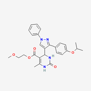 2-methoxyethyl 6-methyl-2-oxo-4-{1-phenyl-3-[4-(propan-2-yloxy)phenyl]-1H-pyrazol-4-yl}-1,2,3,4-tetrahydropyrimidine-5-carboxylate