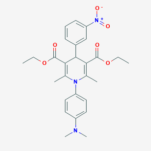 molecular formula C27H31N3O6 B399983 Diethyl 1-[4-(dimethylamino)phenyl]-2,6-dimethyl-4-(3-nitrophenyl)-1,4-dihydropyridine-3,5-dicarboxylate 