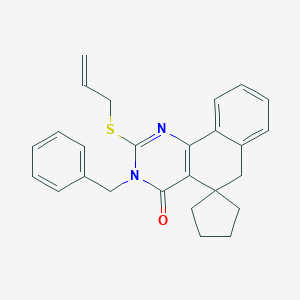 molecular formula C26H26N2OS B399986 2-(allylsulfanyl)-3-benzyl-5,6-dihydrospiro(benzo[h]quinazoline-5,1'-cyclopentane)-4(3H)-one CAS No. 301352-33-0