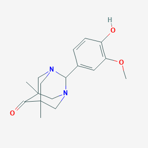 molecular formula C17H22N2O3 B399988 2-(4-Hydroxy-3-methoxyphenyl)-5,7-dimethyl-1,3-diazatricyclo[3.3.1.1~3,7~]decan-6-one 