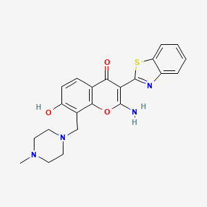 molecular formula C22H22N4O3S B3999890 2-Amino-3-(1,3-benzothiazol-2-yl)-7-hydroxy-8-[(4-methylpiperazin-1-yl)methyl]chromen-4-one 