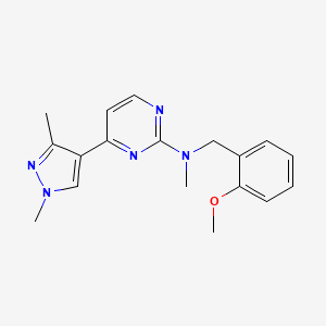 molecular formula C18H21N5O B3999967 4-(1,3-dimethyl-1H-pyrazol-4-yl)-N-(2-methoxybenzyl)-N-methylpyrimidin-2-amine 