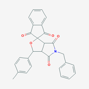 molecular formula C28H21NO5 B400011 5-benzyl-1-(4-methylphenyl)spiro[3a,6a-dihydro-1H-furo[3,4-c]pyrrole-3,2'-indene]-1',3',4,6-tetrone CAS No. 302589-44-2
