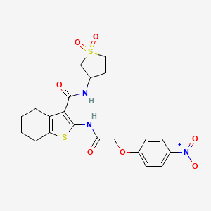 molecular formula C21H23N3O7S2 B4000117 N-(1,1-dioxidotetrahydro-3-thienyl)-2-{[(4-nitrophenoxy)acetyl]amino}-4,5,6,7-tetrahydro-1-benzothiophene-3-carboxamide 