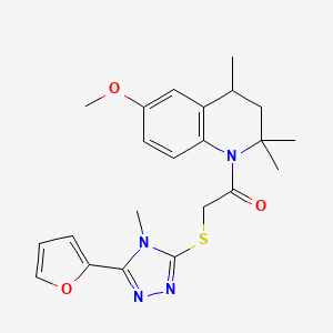 2-[[5-(furan-2-yl)-4-methyl-1,2,4-triazol-3-yl]sulfanyl]-1-(6-methoxy-2,2,4-trimethyl-3,4-dihydroquinolin-1-yl)ethanone