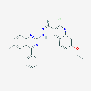 molecular formula C27H22ClN5O B400015 2-Chloro-7-ethoxy-3-quinolinecarbaldehyde (6-methyl-4-phenyl-2-quinazolinyl)hydrazone 