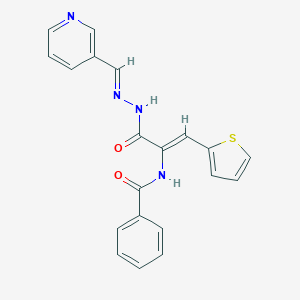 molecular formula C20H16N4O2S B400017 N-[1-{[2-(3-pyridinylmethylene)hydrazino]carbonyl}-2-(2-thienyl)vinyl]benzamide 