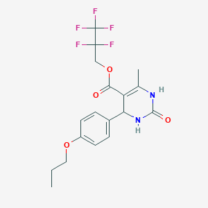 molecular formula C18H19F5N2O4 B400019 2,2,3,3,3-Pentafluoropropyl 6-methyl-2-oxo-4-(4-propoxyphenyl)-1,2,3,4-tetrahydro-5-pyrimidinecarboxylate 