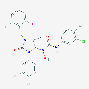 3-(3,4-Dichlorophenyl)-1-[3-(3,4-dichlorophenyl)-1-[(2,6-difluorophenyl)methyl]-5,5-dimethyl-2-oxoimidazolidin-4-yl]-1-hydroxyurea