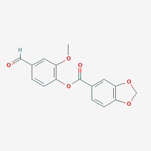 molecular formula C16H12O6 B400029 4-Formyl-2-methoxyphenyl 1,3-benzodioxole-5-carboxylate 