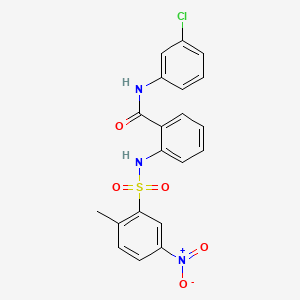 molecular formula C20H16ClN3O5S B4000311 N-(3-chlorophenyl)-2-{[(2-methyl-5-nitrophenyl)sulfonyl]amino}benzamide 