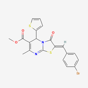 molecular formula C20H15BrN2O3S2 B4000399 methyl 2-(4-bromobenzylidene)-7-methyl-3-oxo-5-(2-thienyl)-2,3-dihydro-5H-[1,3]thiazolo[3,2-a]pyrimidine-6-carboxylate 