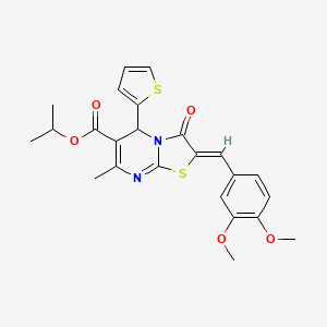 molecular formula C24H24N2O5S2 B4000440 propan-2-yl (2Z)-2-[(3,4-dimethoxyphenyl)methylidene]-7-methyl-3-oxo-5-thiophen-2-yl-5H-[1,3]thiazolo[3,2-a]pyrimidine-6-carboxylate 