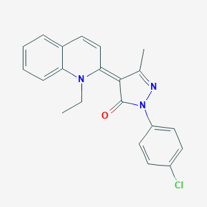 molecular formula C21H18ClN3O B400047 (4Z)-2-(4-chlorophenyl)-4-(1-ethylquinolin-2(1H)-ylidene)-5-methyl-2,4-dihydro-3H-pyrazol-3-one 