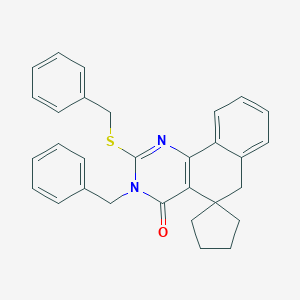 molecular formula C30H28N2OS B400048 3-benzyl-2-(benzylsulfanyl)-5,6-dihydrospiro(benzo[h]quinazoline-5,1'-cyclopentane)-4(3H)-one CAS No. 301352-34-1