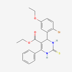 molecular formula C21H21BrN2O3S B4000544 ethyl 4-(2-bromo-5-ethoxyphenyl)-6-phenyl-2-sulfanylidene-3,4-dihydro-1H-pyrimidine-5-carboxylate 