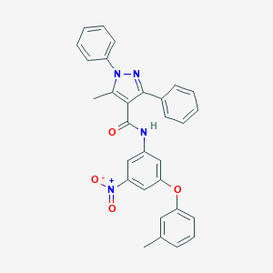 molecular formula C30H24N4O4 B400060 N-[3-nitro-5-(3-methylphenoxy)phenyl]-5-methyl-1,3-diphenyl-1H-pyrazole-4-carboxamide 