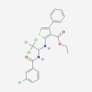 molecular formula C22H18Cl4N2O3S B400061 Ethyl 4-phenyl-2-({2,2,2-trichloro-1-[(3-chlorobenzoyl)amino]ethyl}amino)-3-thiophenecarboxylate 