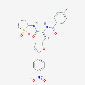 molecular formula C25H23N3O7S B400065 N-[1-{[(1,1-dioxidotetrahydrothien-2-yl)amino]carbonyl}-2-(5-{4-nitrophenyl}-2-furyl)vinyl]-4-methylbenzamide 