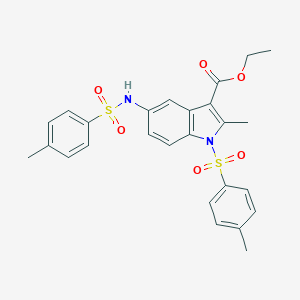 molecular formula C26H26N2O6S2 B400069 ethyl 2-methyl-1-[(4-methylphenyl)sulfonyl]-5-{[(4-methylphenyl)sulfonyl]amino}-1H-indole-3-carboxylate 