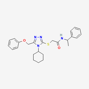 2-{[4-cyclohexyl-5-(phenoxymethyl)-4H-1,2,4-triazol-3-yl]sulfanyl}-N-(1-phenylethyl)acetamide