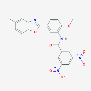 molecular formula C22H16N4O7 B400078 3,5-bisnitro-N-[2-methoxy-5-(5-methyl-1,3-benzoxazol-2-yl)phenyl]benzamide 