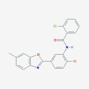 molecular formula C21H14BrClN2O2 B400084 N-[2-bromo-5-(6-methyl-1,3-benzoxazol-2-yl)phenyl]-2-chlorobenzamide 