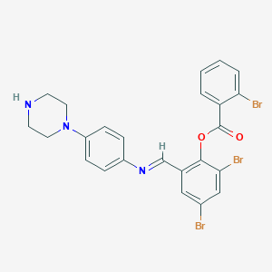 molecular formula C24H20Br3N3O2 B400085 [2,4-Dibromo-6-[(4-piperazin-1-ylphenyl)iminomethyl]phenyl] 2-bromobenzoate 