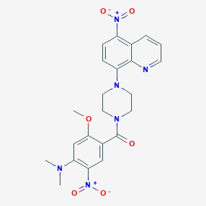 molecular formula C23H24N6O6 B400088 8-(4-{4-(Dimethylamino)-5-nitro-2-methoxybenzoyl}-1-piperazinyl)-5-nitroquinoline 