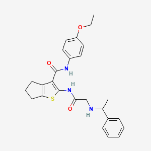 N-(4-ethoxyphenyl)-2-[[2-(1-phenylethylamino)acetyl]amino]-5,6-dihydro-4H-cyclopenta[b]thiophene-3-carboxamide