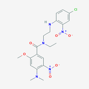 molecular formula C20H24ClN5O6 B400096 N-{2-[(4-chloro-2-nitrophenyl)amino]ethyl}-4-(dimethylamino)-N-ethyl-2-methoxy-5-nitrobenzamide 