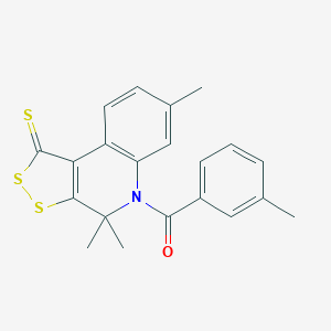 molecular formula C21H19NOS3 B400100 (3-methylphenyl)(4,4,7-trimethyl-1-thioxo-1,4-dihydro-5H-[1,2]dithiolo[3,4-c]quinolin-5-yl)methanone CAS No. 330561-02-9