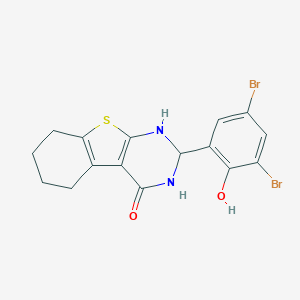 molecular formula C16H14Br2N2O2S B400102 2-(3,5-dibromo-2-hydroxyphenyl)-2,3,5,6,7,8-hexahydro[1]benzothieno[2,3-d]pyrimidin-4(1H)-one 