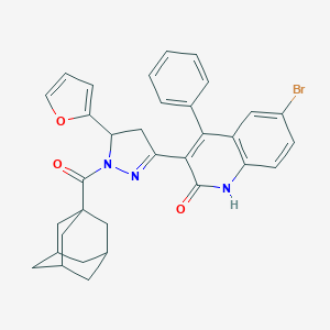 molecular formula C33H30BrN3O3 B400105 3-[1-(1-adamantylcarbonyl)-5-(2-furyl)-4,5-dihydro-1H-pyrazol-3-yl]-6-bromo-4-phenyl-2(1H)-quinolinone 