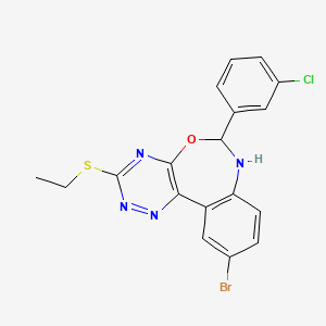 molecular formula C18H14BrClN4OS B4001052 10-bromo-6-(3-chlorophenyl)-3-(ethylthio)-6,7-dihydro[1,2,4]triazino[5,6-d][3,1]benzoxazepine 