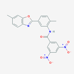 molecular formula C22H16N4O6 B400108 3,5-bisnitro-N-[2-methyl-5-(6-methyl-1,3-benzoxazol-2-yl)phenyl]benzamide 