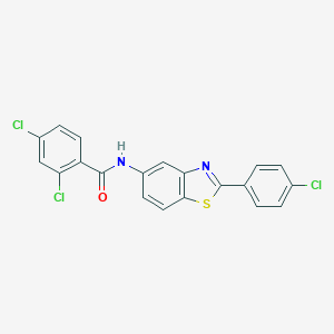 molecular formula C20H11Cl3N2OS B400114 2,4-dichloro-N-[2-(4-chlorophenyl)-1,3-benzothiazol-5-yl]benzamide 