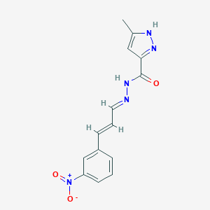 molecular formula C14H13N5O3 B400118 N'-(3-{3-nitrophenyl}-2-propenylidene)-3-methyl-1H-pyrazole-5-carbohydrazide CAS No. 1305339-22-3