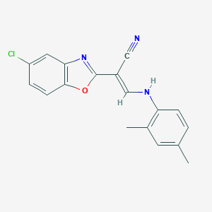 molecular formula C18H14ClN3O B400120 2-(5-Chloro-1,3-benzoxazol-2-yl)-3-(2,4-dimethylanilino)acrylonitrile 