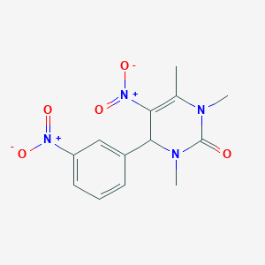 molecular formula C13H14N4O5 B400122 5-nitro-4-{3-nitrophenyl}-1,3,6-trimethyl-3,4-dihydro-2(1H)-pyrimidinone 