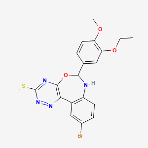 molecular formula C20H19BrN4O3S B4001312 10-Bromo-6-(3-ethoxy-4-methoxyphenyl)-3-(methylsulfanyl)-6,7-dihydro[1,2,4]triazino[5,6-D][3,1]benzoxazepine 