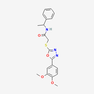 2-[[5-(3,4-dimethoxyphenyl)-1,3,4-oxadiazol-2-yl]sulfanyl]-N-(1-phenylethyl)acetamide