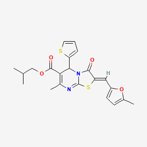 2-methylpropyl (2Z)-7-methyl-2-[(5-methylfuran-2-yl)methylidene]-3-oxo-5-thiophen-2-yl-5H-[1,3]thiazolo[3,2-a]pyrimidine-6-carboxylate